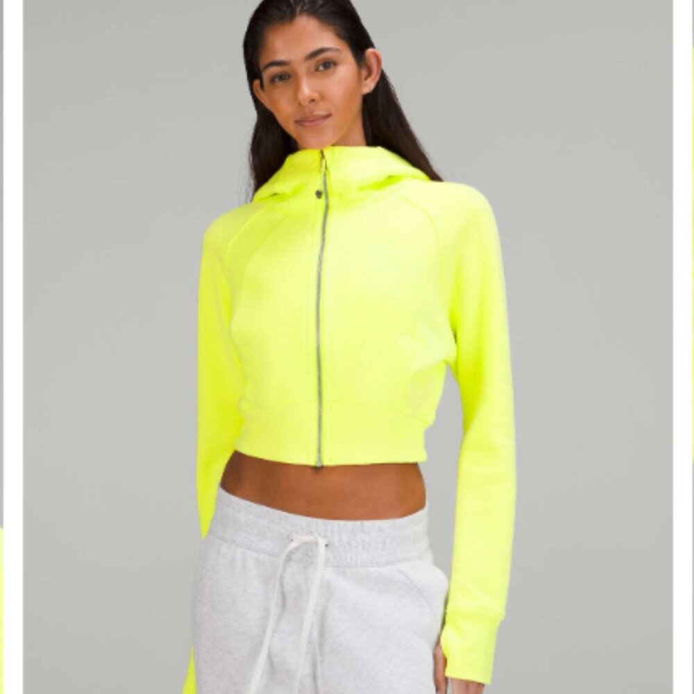 Lululemon Scuba Full-Zip Cropped Hoodie Electric Lemon | Size: 10